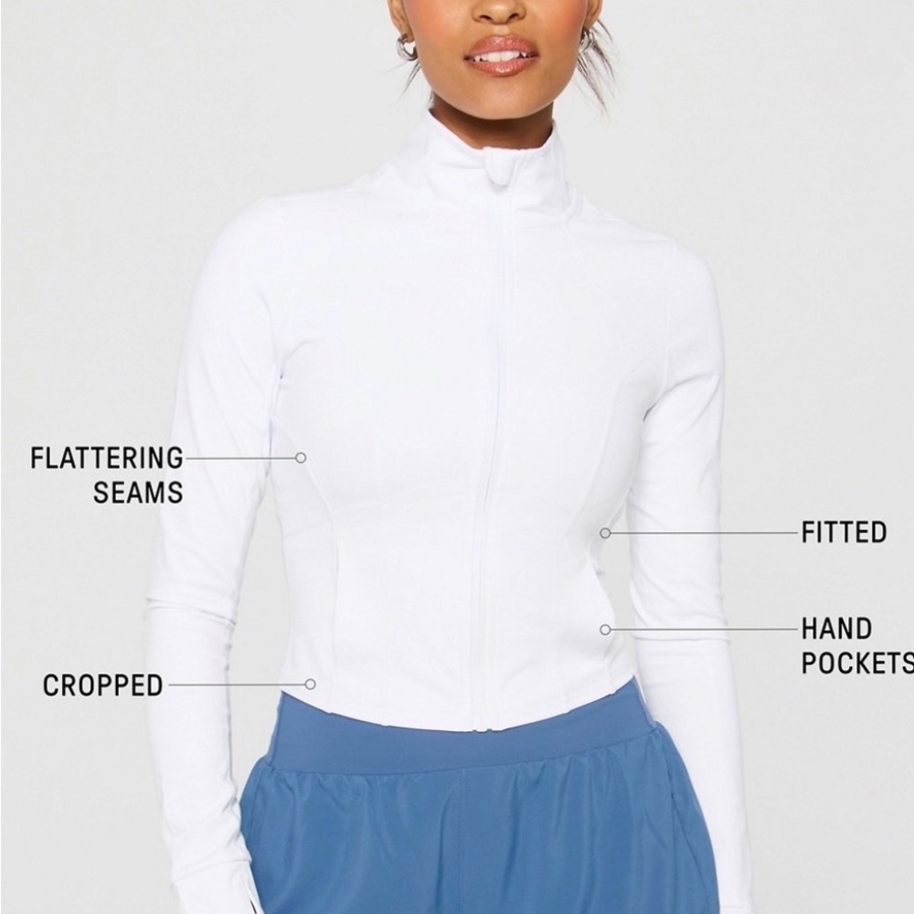 Fabletics White Perfect Storm Cropped Train Jacke… - image 2